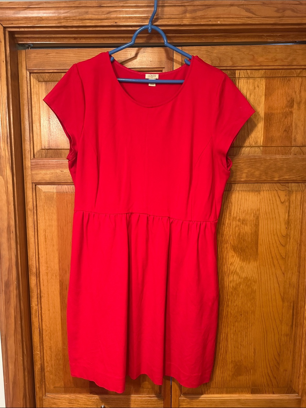 J. Crew Bright Red Short Sleeve Fit-and-Flare Dress